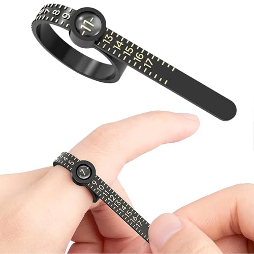 Image of 3 PCS Ring Sizer Measuring Tool with Magnifying Glass,Jewelry Sizing Kit for Accurate Ring and Finger Measurement, Includes White, Black, and Pink Adjustable Ring Sizers