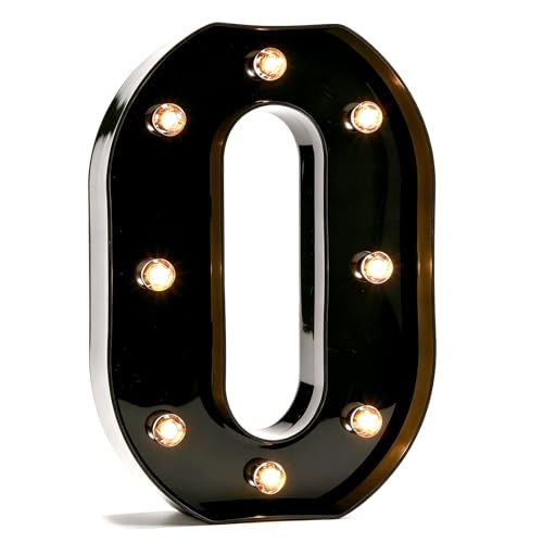 Image of Pooqla Black Light Up Letter O, Marquee Letters Black Room Decor | LED Lighted Letters Birthday Party Decorations, Gifts for Boys Men Christmas Anniversary Night Light Home Bar Room Decoration