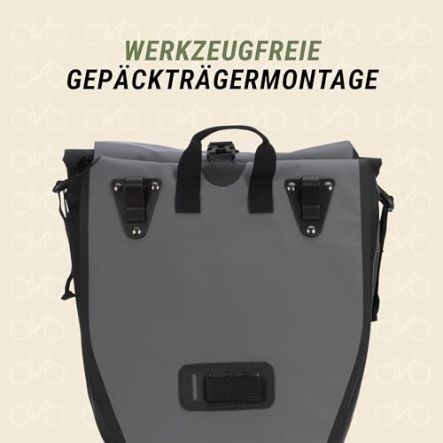 Prophete Seitenpacktasche | Fahrradtasche | grau | Volumen: 20 Liter | wasserdicht