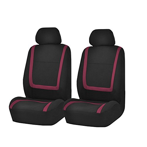 FH Group Car Seat Covers Front Set in Burgundy Cloth - Car Seat Covers for Low Back Car Seats with Removable Headrest, Universal Fit, Automotive Seat Covers, Car Seat Cover for SUV, Sedan, Van