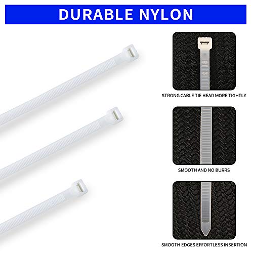 200 Pack Bulk Koowin Small 6 Inch Nylon Plastic Cable Zip Ties Wire Wraps White #TOP1