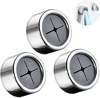 Redamancy Tea Towel Holder, 3 Pcs Towel Hooks, Round Self-Adhesive Hooks, Kitchen Hooks, Push in Suction Hand Towel Holder for Bathroom, for Bathroom Kitchen and Home, No Drilling Required