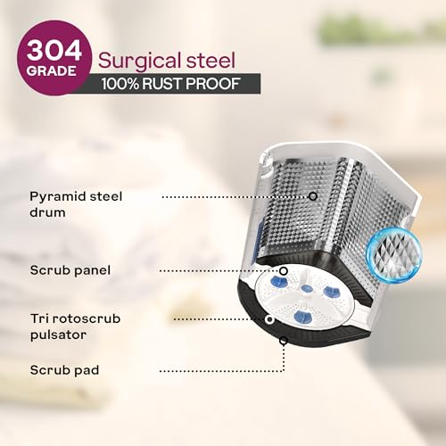 Image of Godrej 8 Kg 5 Star, With Soft Shut Wash Lid, Semi-Automatic Top Loading Washing Machine (WSEDGE ULTS 80 5.0 DB2M CSGR, Crystal Grey, Stainless Steel Wash and Spin Drum)