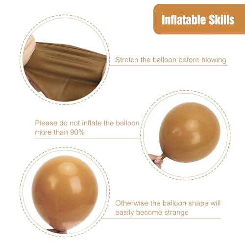 Image of RUBFAC Tan Balloons 129pcs Different Sizes Pack of 18 12 10 5 Inch, Latex Boho Neutral Light Brown Coffee Balloon Garland Arch Kit for Wedding Baby Shower Jungle Safari Fall Birthday Bear Themed Party