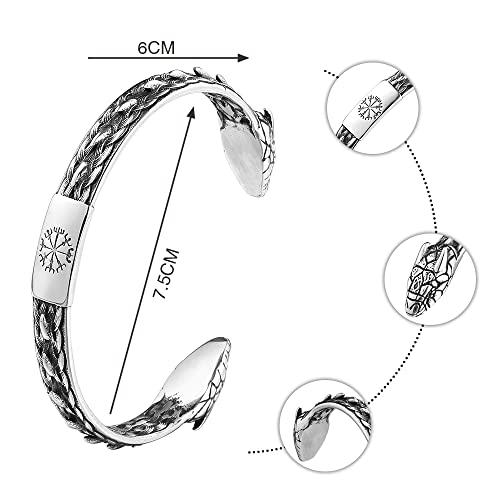 TURTLEDOVE Viking Dragon Jormungandr Bangle - Stainless Steel Norse Scandinavian Torc2