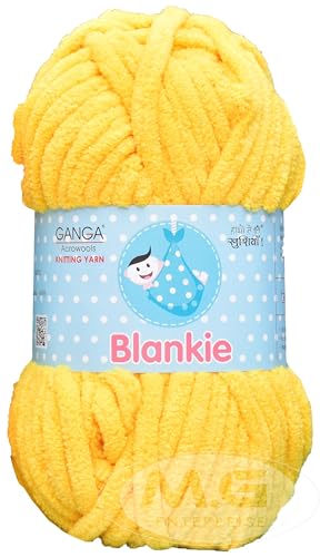 Image of M.G ENTERPRISE Supply Ganga Knitting Yarn Thick Chunky Wool, Blankie Yellow 100 GMS Best Used with Knitting Needles-AJ Art-ADIJ