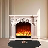 CLIUNT Esterilla ignífuga para Chimenea, 50 x 100 cm Alfombra Ignifuga Semiredonda, Estera ignífugas para Chimenea, Alfombrilla para Fogatas Resistente al Calor hasta 1000 °C, Alfombrilla Ignifugas