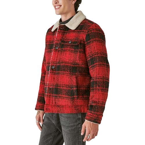 Lucky Brand Men's Plaid Faux Shearling Lined Trucker Jacket4