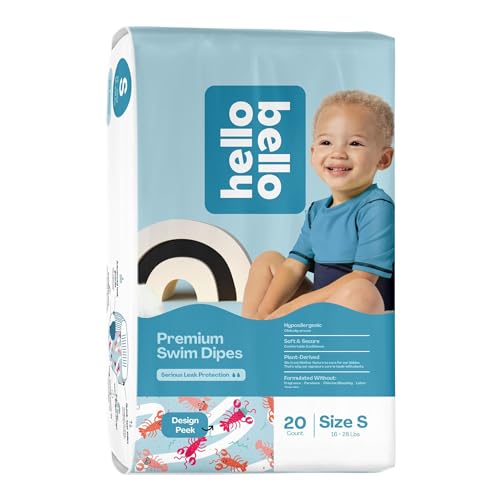 Image of Hello Bello Premium Swim Diapers, Size S (16-28 lbs), Cute Extra-Bright Lobster Designs, 20 Count Jumbo Pack