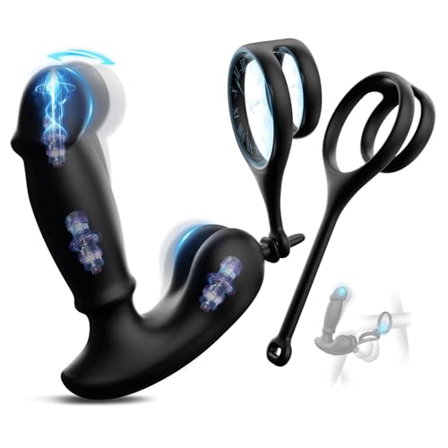 Tracys Dog Anal Plug Vibrator - Prostate Massager Realistic Butt Plug Vibrators 9 Vibrating & 9 Come-hither Modes Anal Dildo with Double Detachable Cock Ring Anal Male Sex Toys for Men Couples (Raze)
