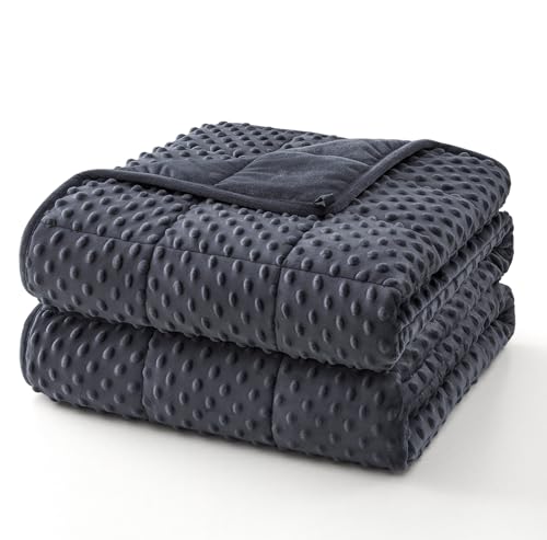 Topcee Weighted Blanket for Adults (20lbs 60"x80"), Minky Dots Heavy Blanket for 190-210lbs Sleeping, Soft, Cozy and Cooling Weighted Throw Blankets, Machine Washable, Grey