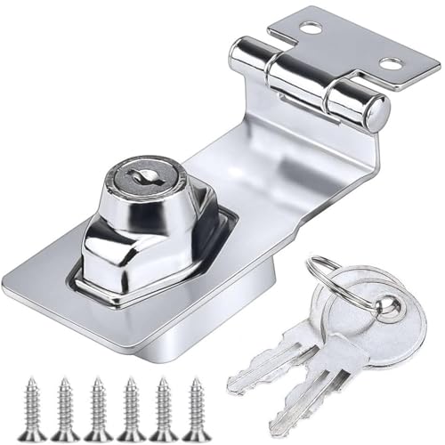 Litensh 90 Grad Hasp Schloss Türschloss mit Schlüssel Sicherheitsüberfalle Abschließbar Überfalle mit Schloss Vorrichtung Keyed Lock Schublade Schrank Locks für Türen Haustür Garagentor 4 Inch Litensh 90 Grad Hasp Schloss Türschloss mit Schlüssel Sicherheitsüberfalle Abschließbar Überfalle mit Schloss Vorrichtung Keyed Lock Schublade Schrank Locks für Türen Haustür Garagentor 4 Inch