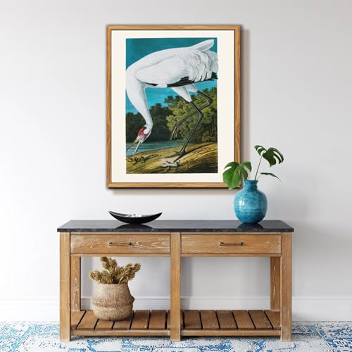 crmotu Vintage Framed Wall Art, Japanese Wall Art, Bird Canvas Art Prints, Animal Tropical White Crane Nature Wall Decor, Still Life Aesthetic Paintings for Living Room Bedroom Kitchen Office 16x24 inch