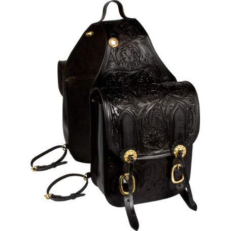HUMAYL SADDLERY Horse Saddle Bag Western Cowhide Genuine Leather Equestrian Trail Tooling Carving Tooled Carved Pack Equipment Horse Saddle Bags Size: 10” L x 10” W x 3 ½” D inches, BAG155