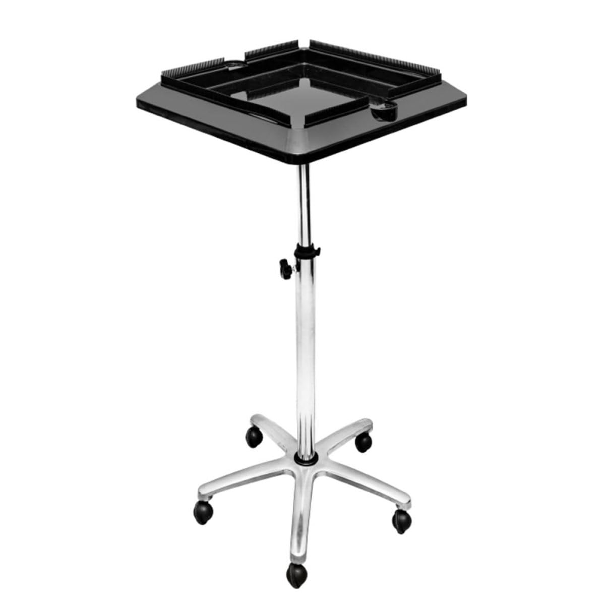 Support de postiche pour salon de coiffure avec plateau noir et rangement