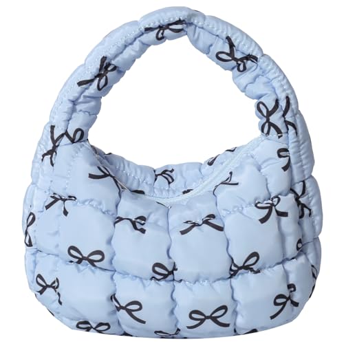 Image of Quilted MINI Handbag and Purses Women Puffer Nylon Hobo Cotton Padded Purse Work Travel Lightweight