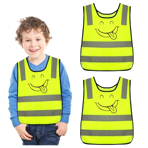 AffeGifts Giubbotto Catarifrangente Bambini, 2 Pcs Gilet Alta Visibilità Bambini Gilet Catarifrangente Bambini per Ragazzi Ragazze Camminando,Pendolare (Giallo chiaro)