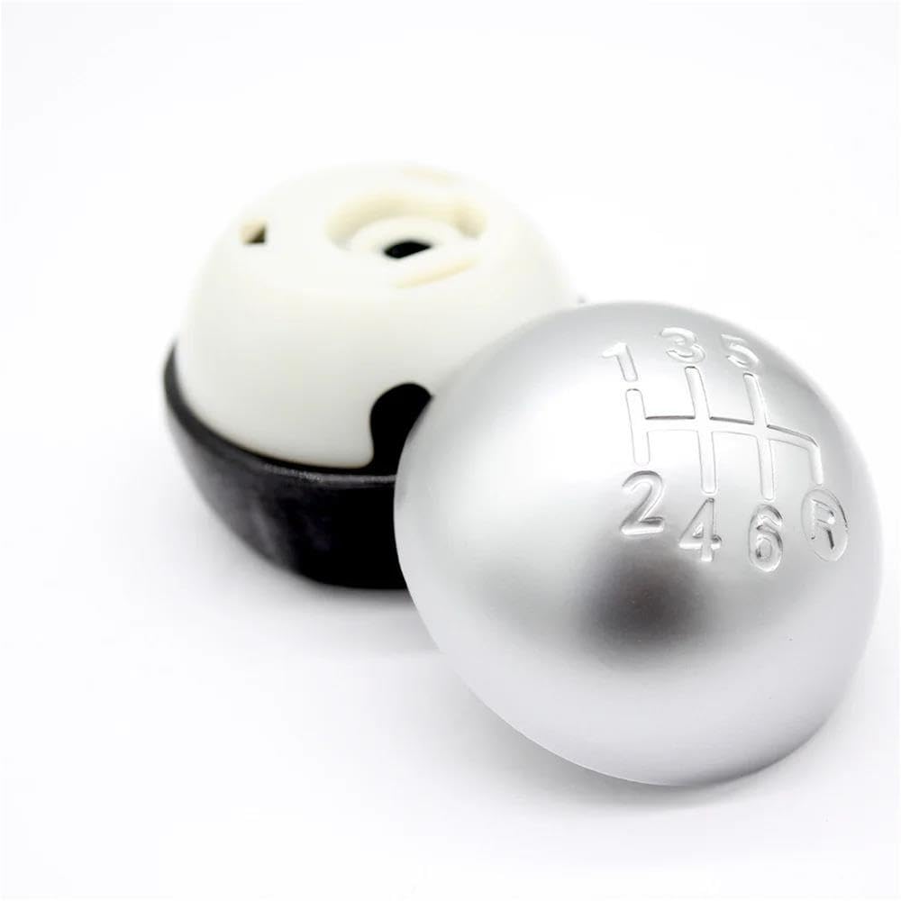 YDXHERTA Black Silver 5 6 Speed Car Shift Knob Gear Knob for Fiat 500 500c 2012-2013 Car Styling Auto Accessories Auto Parts(Silver 6 Speed)