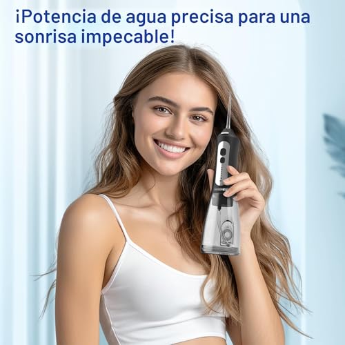 Miniatura 6 de Barberboss Irrigador Bucal, Eliminador De Placa Dental, Kit De Limpieza De Dientes, Irrigadores Bucales Inalámbricos Para La Salud De Las Encías, Irrigador Bucal Eléctrico, Qr-7025 Negro