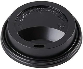 We Can Source It Ltd - Black 12oz Plastic Sip-Tough Lids For Paper Coffee Tea Cups, Disposable, Pack of 100 Lids for Biodegradable Cups