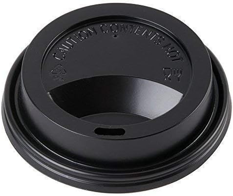 We Can Source It Ltd - Black 12oz Plastic Sip-Tough Lids For Paper Coffee Tea Cups, Disposable, Pack of 100 Lids for Biodegradable Cups