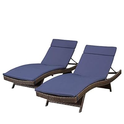 Christopher Knight Home Salem Outdoor Wicker Adjustable Chaise Lounge with Colored Cushions, 2-Pcs Set, Multibrown And… 41NEvQFRF0L. SS400