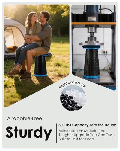 Image of 18-in Collapsible Stool,Portable Telescoping Seat for Adults,880lb Capacity | 2.6lb Lightweight but Sturdy, Pop Up Retractable Design with Adjustable Height for Camping, Fishing, Festivals, BBQ, Travel
