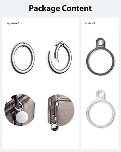 Image of 2 Packs AirTag Holder Key Ring, Stouchi Aluminium Invisible Slim Case | for AirTags 2nd Gen (2026) & 1st Gen Finder Items iPhone Dogs, Keys, Backpacks Accessories Grey Silver 2 small keychains
