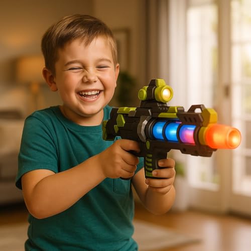 Image of Gooyo GY-7037 Projector Toy Gun with 3D Multi Projections, Vibrant Light & Sound Effects | Toy Gun for Kids | Musical Toy Gun | Multi Color | 3xAA Battery (Not Included)