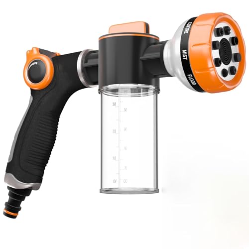 Dog Washing Hose Attachment, Pet Shower, Upgrade 8-in-1 Mode Dog Shower Attachment with 3.5oz 100cc Soap Dispenser, Replacement Hose Adapter for Pet Washing Irrigated Lawn Patio Car Cleaning