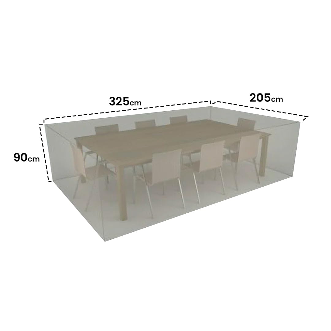 Nortene | Funda Protectora Mesa Rectangular Exterior | Impermeable | Anti-UV | 325x205x90 cm