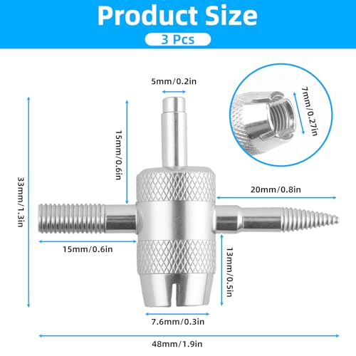 Image of Notoke 3 PCS 4-in-1 Valve Core Tool Tire Valve Tools, Multifunctional Valve Stem Removal Tool Tire Valve Stem Tool, Valve Stem Puller Valve Stem Removal Tool for Bicycle Bike Automobile Car