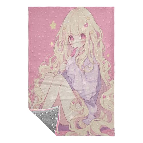Manta para sofá de anime de melocotón con acabado premium transpirable 3