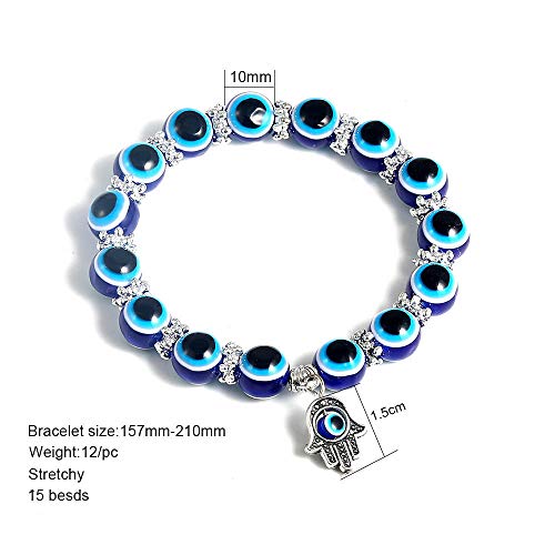 Pulsera elástica con charm ojo turco azul para hombre y mujer miniatura 4