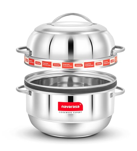 Image of Thermal Rice Cooker Stainless Steel 1 KG with Rubber Gasket | Perfect for Kerala Red /Matta Rice | Saves Up to 70% Fuel | Keeps Rice Hot for 8+ Hours | Induction and Gas Compatible