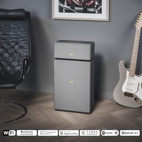 Image of Audio Pro DRUMFIRE MK II Speakers - HiFi Stereo Sound - Bluetooth, WiFi, MultiRoom, Chromecast, Spotify Connect - Movies, Music, Gaming - Floor Standing Speakers - Grey