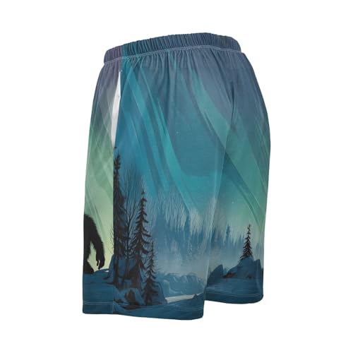 Mens Sleep Shorts Winter Sasquatch, Elastic Pajama Pants Sleepwear with Pockets S3