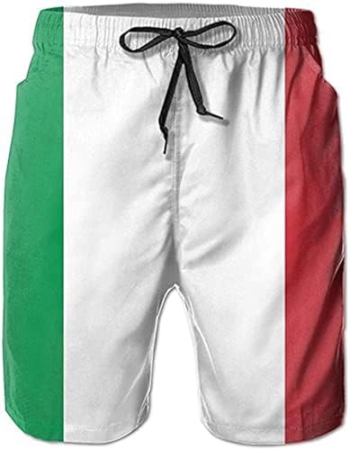 SAPOY Italian Flag Print Men's Summer Swimming Short Casual Board Shorts Swimwear Swim Trunks White