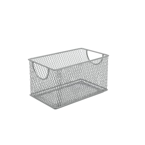 Ybm Home Mesh Storage Box, Silver Mesh Great for School Home or Office Supplies, Books , Computer Discs and More 2302 (1, Zip Box- 8 X 4.5 X 4.8 Inches)