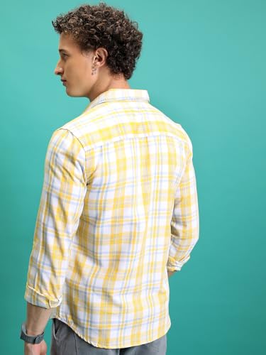 Image of Highlander Men's Slim Fit Checks Shirts | Full Sleeves | Spread Collar | Casual Shirts for Men