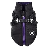 ICOUCHI ふわふわ ダウンベスト風ジャケット 犬洋服 パーカー コート ペット服 冬 ドッグウエア 小中型犬 保温 防寒 可愛い 冬服 ワンちゃん 洋服 ハーネス付き お散歩お出かけ… (XL, ブラック)