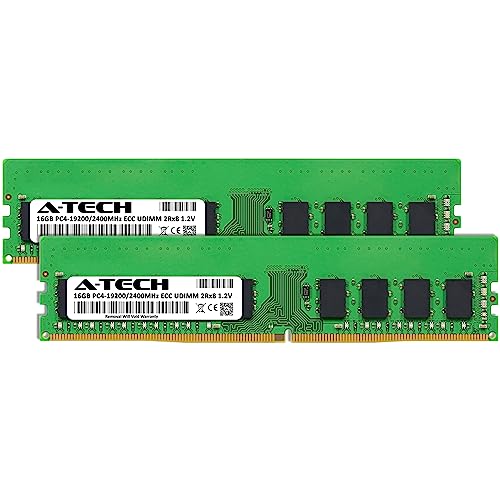 Image of A-Tech Server 32GB Kit (2x16GB) DDR4 2400MHz PC4-19200 ECC UDIMM 2Rx8 Dual Rank 1.2V ECC Unbuffered DIMM 288-Pin Server & Workstation RAM Memory Upgrade Modules (A-Tech Enterprise Series)