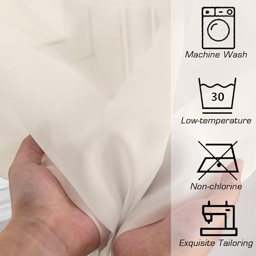 Image of OWENIE Sheer Curtains 72 Inches Long 2 Panels Set, Light Filtering Sheer Curtain Rod Pocket Clear Drapes for Living Room Bedroom Window Sliding Door, Each 42 x 72 Inch, Cream
