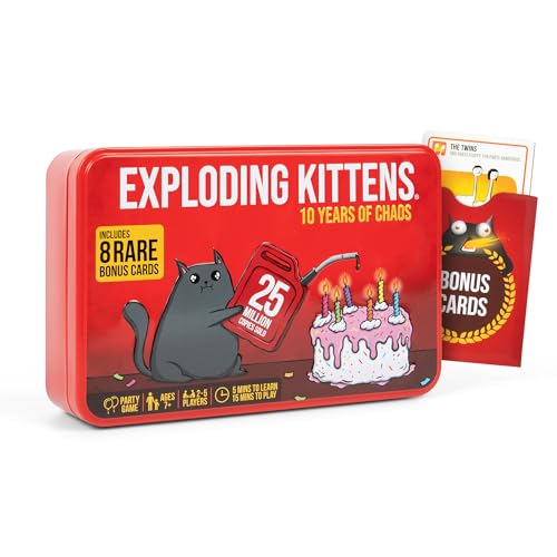 Exploding Kittens 10th Anniversary Collectible Tin 2-5 Players Ages 7+
