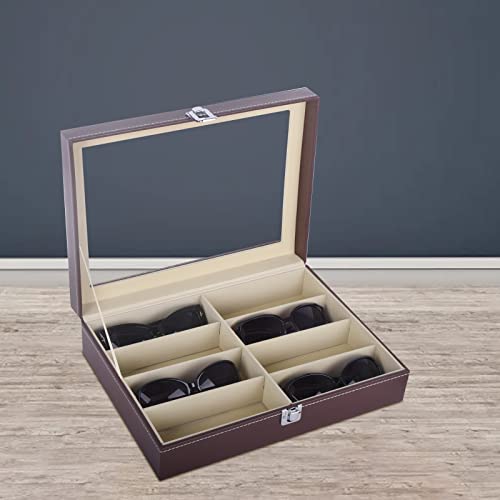 Image of AUTOARK Leather 8 Piece Eyeglasses Storage and Sunglass Glasses Display Case Organizer