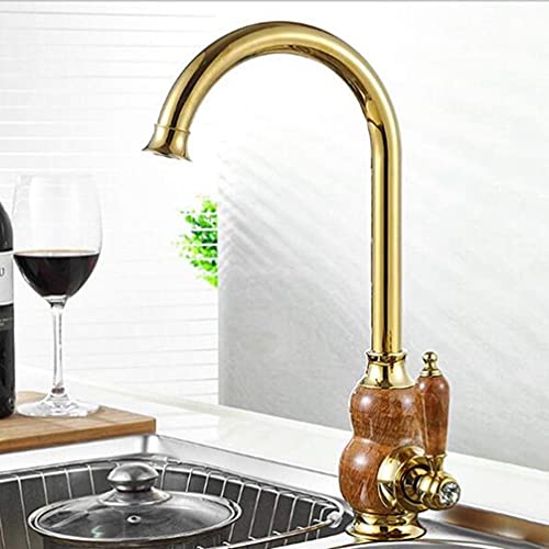 Robinet de cuisine pour évier moderne couleur jade et or idéal pour préparer vos repas
