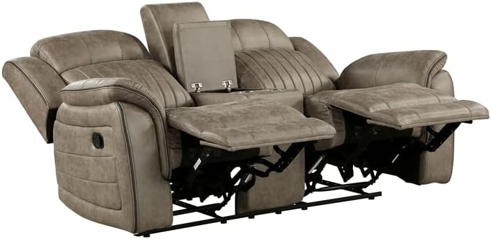 Miniatura 6 de Lexicon Centeroak - Juego de sofá reclinable manual de microfibra de 2 piezas, color marrón arena