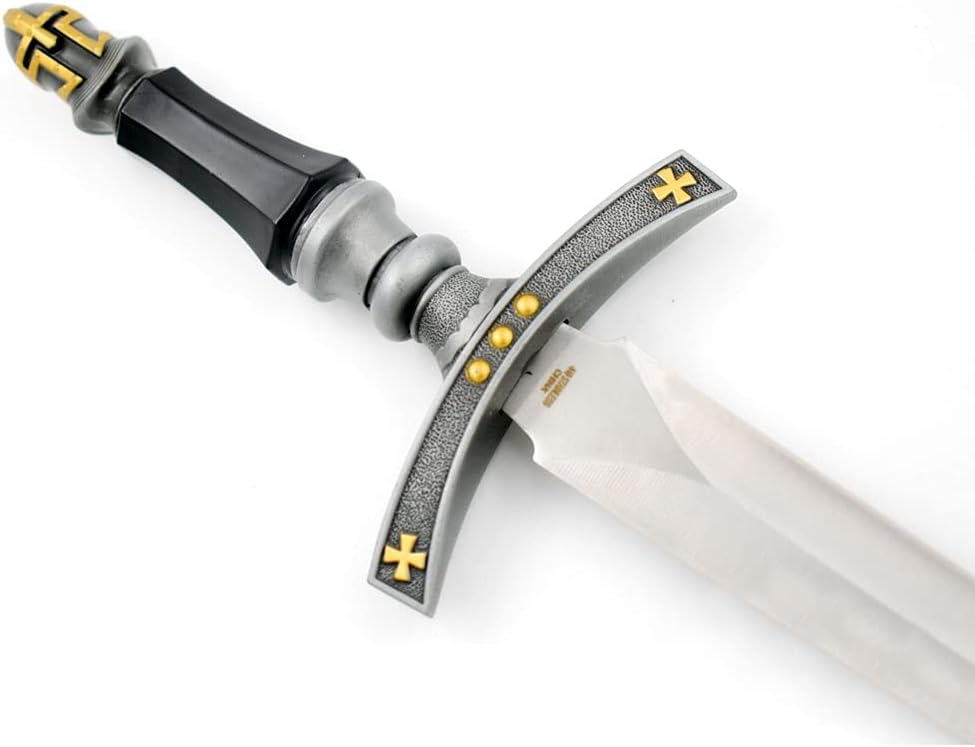 Snake Eye Tactical Fantasy Mason Knight Crusader Protected Hunting Knife (Gold & SIlver)