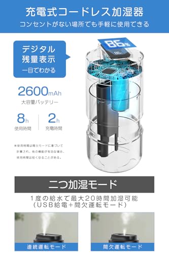 Dibuy 卓上コードレス加湿器 S08