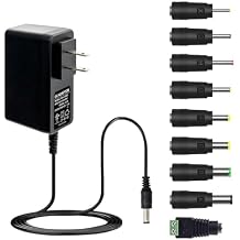 Real 12V 2A+ AC Adapter 120V to 12V, w/4ft Cord, 5.5x2.1mm Barrel Plug and 9 Tips for CCTV Cameras, Routers & More, UL-Listed for Safety & Reliability